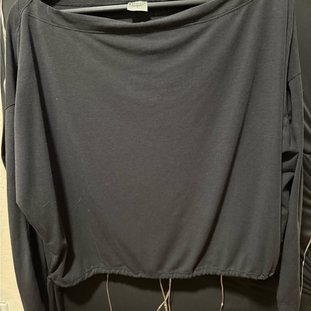 40. Pre loved Athleta Black Long-Sleeve Boatneck Drawstring Top